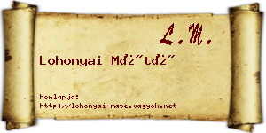 Lohonyai Máté névjegykártya